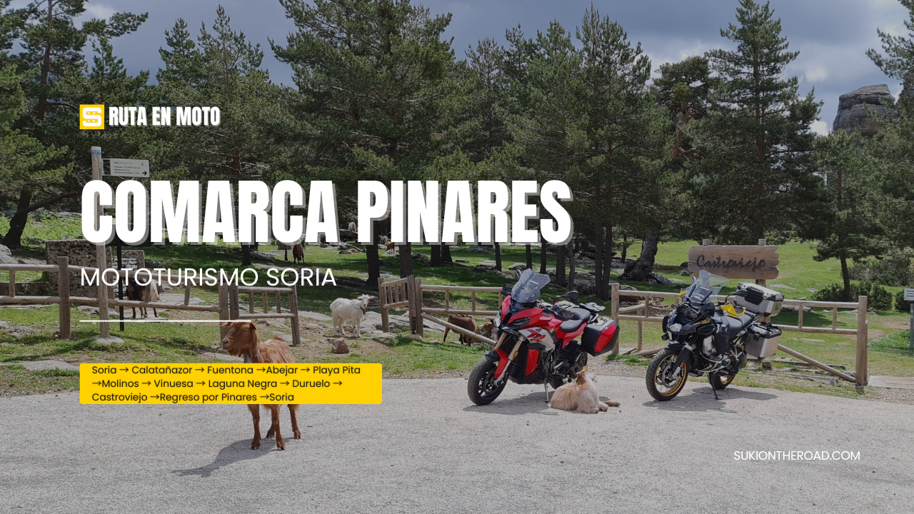 Ruta en moto por la comarca de Pinares y la Laguna Negra ( Soria ).Si estás buscando una escapada perfecta en moto por el interior de España, esta ruta por la Comarca de Pinares y la mítica Laguna Negra en Soria te dejará sin palabras. Un viaje entre pinares infinitos, pueblos medievales, formaciones rocosas de otro mundo y parajes naturales que parecen sacados de una leyenda. Aquí te cuento mi experiencia y te dejo una guía completa para que la disfrutes a tu manera. Guía de Mototurismo Soria | SUKI ON THE ROAD