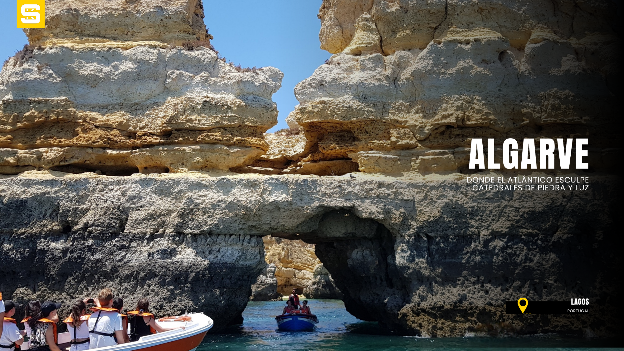 Descubre el Algarve, la costa del Atlántico donde el mar esculpe catedrales de piedra y luz. Guía completa con Cueva de Benagil, Ponta da Piedade, playas, pueblos y rutas para vivirlo con todos los sentidos.