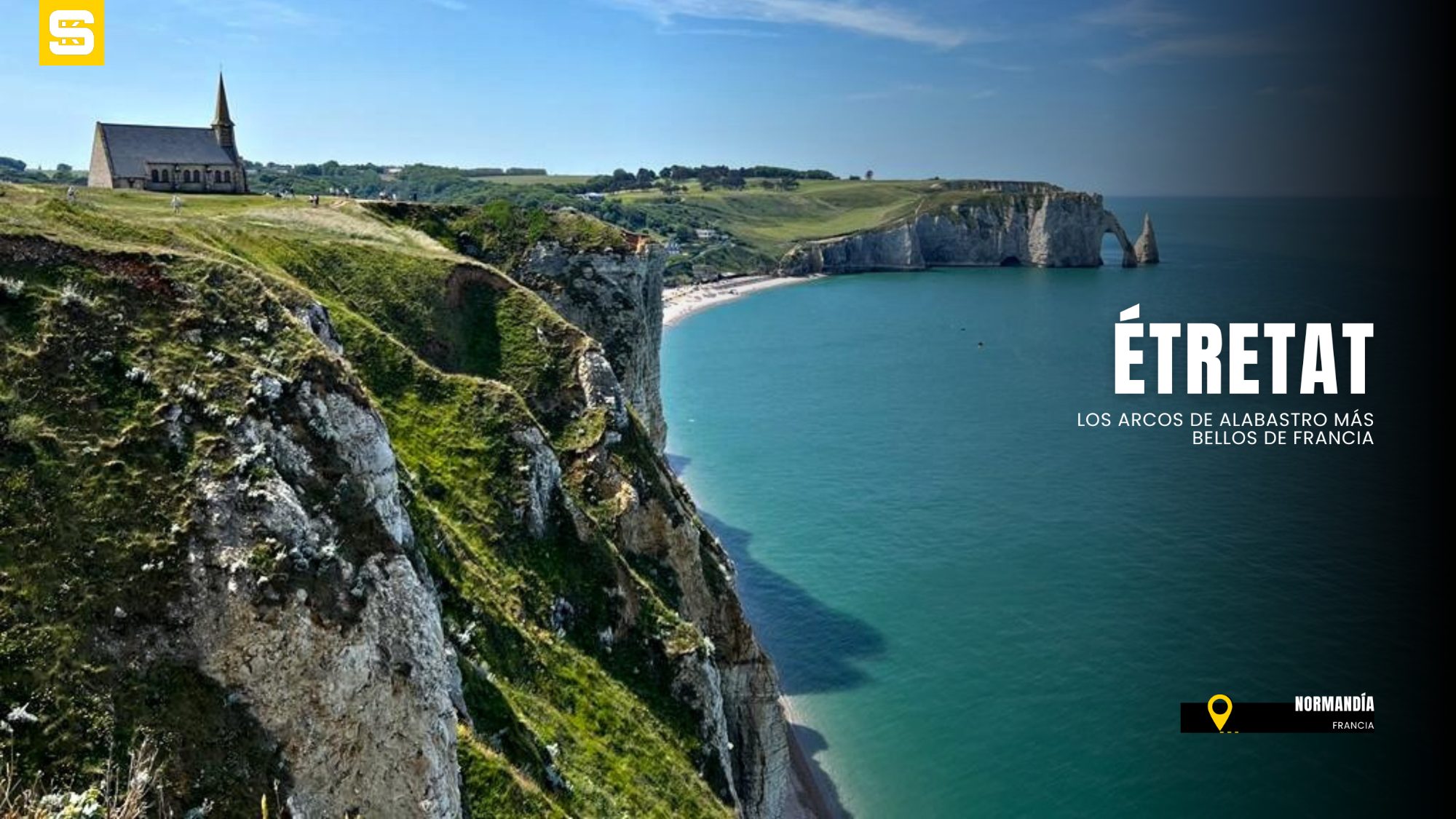 Descubre qué ver en Étretat: los acantilados blancos de Normandía, la Porte d’Aval, la Aguja, las leyendas de Arsenio Lupin y consejos prácticos para planificar tu visita.